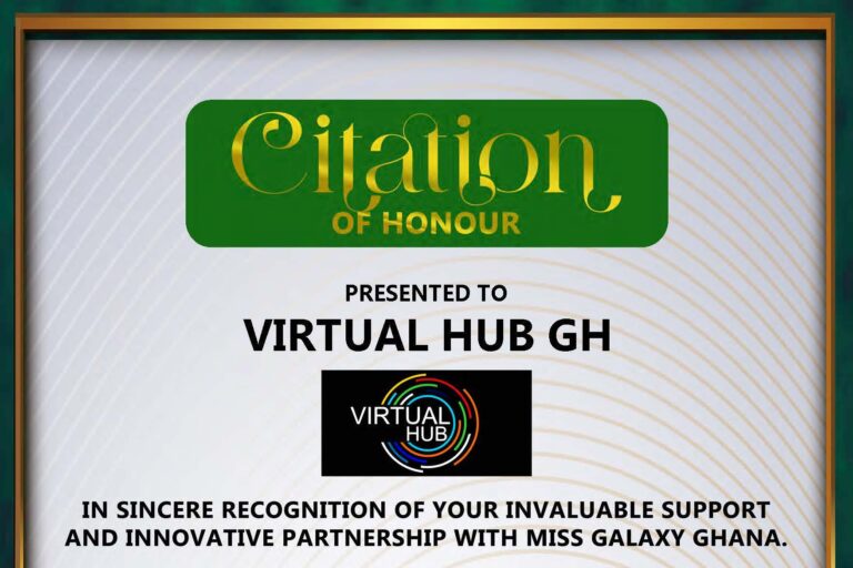 Virtual Hub Receives Citation for Sponsoring Miss Galaxy Ghana